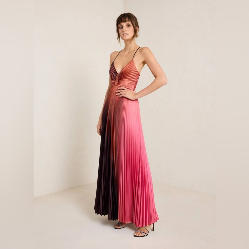 A.L.C Ariya Pleated Dress in Dark Chocolate